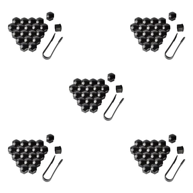 Decodeary 20 Pcs Écrous de Roue de Voiture Vis de Moyeu Auto Couvercle Anti-Poussière avec Clip Noir 19mm 5ensemble