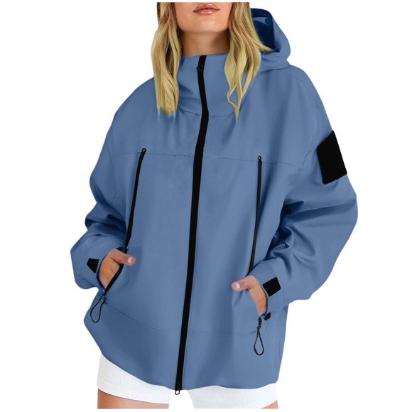 HAiming Womens Rain Jacket Waterproof Lightweight Windbreaker Outdoor Hooded Raincoat with Pockets