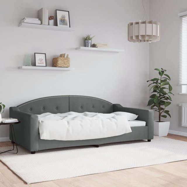 vidaXL Lit de Jour Gris Foncé 100x190 cm Tissu