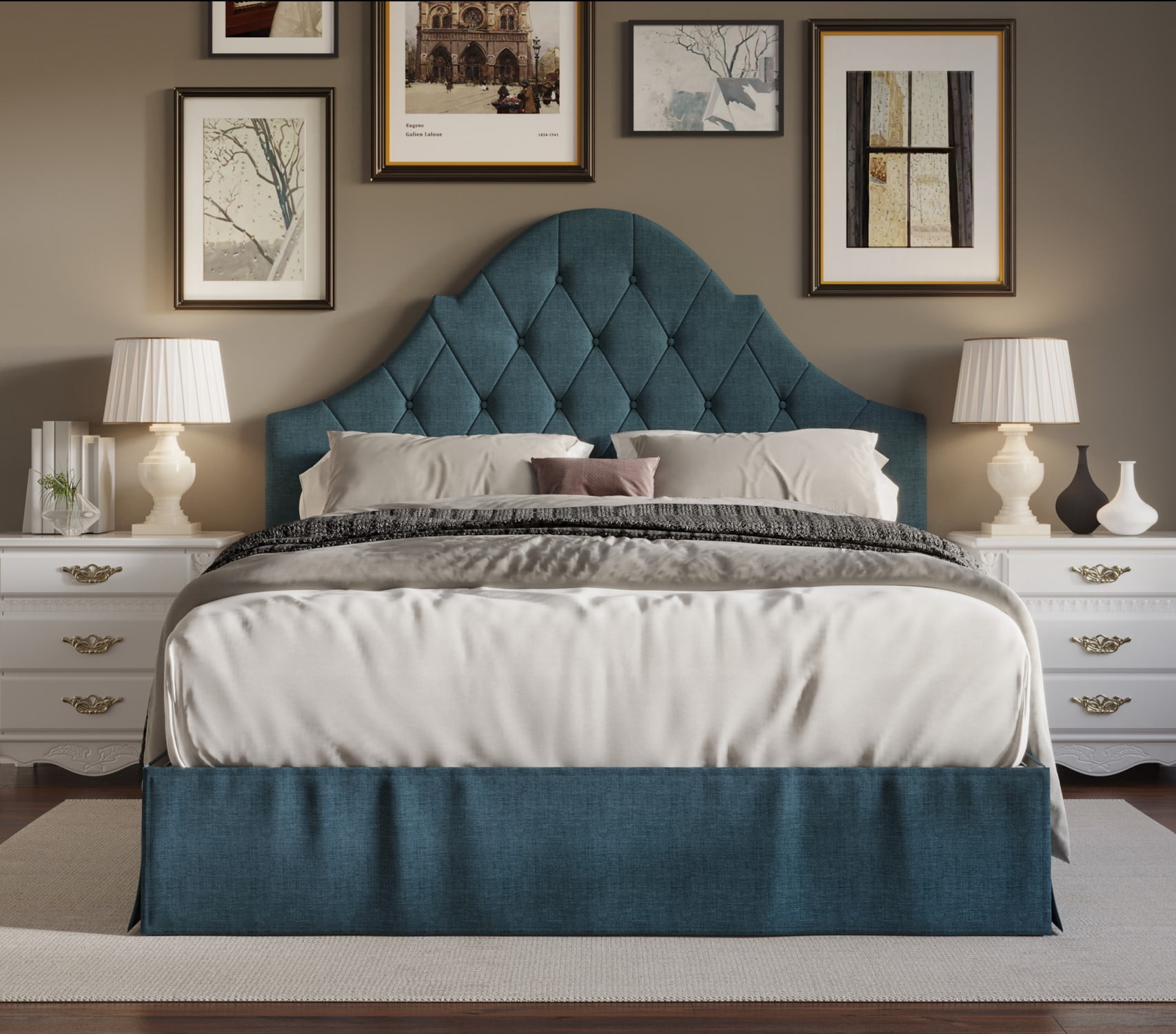 HMD Isabella Lit Grand Capitonné Rembourré à Panneaux, Bleu Denim