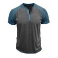 thumbnail image 4 of EOYWHK Mens Henley Shirts Retro Business Shirts Color Blocked Raglan T-Shirt Loose Fit Button Up Work Office Tops Flyer, 4 of 7