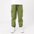 thumbnail image 2 of MIASHUI Girls Sweatpants Unisex Children Cargo Pants Kids Solid Color Trousers,Green,11-12 Years, 2 of 4