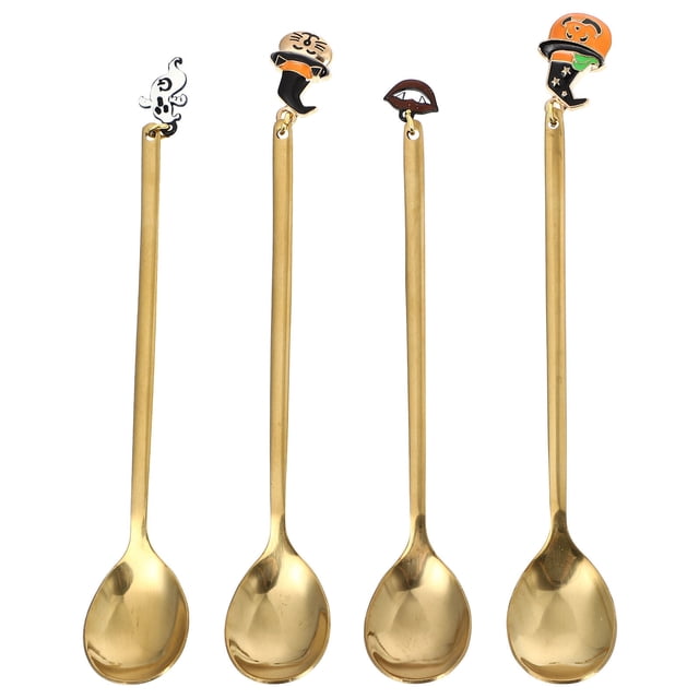 4Pcs Cretive Halloween Pendant Spoons Dessert Forks Coffee Spoons Stirring Spoons