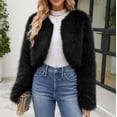 thumbnail image 1 of LSLJS Manteau Long Chaud en Fausse Fourrure pour Femmes, Veste d'Hiver à Col en V, 1 of 9