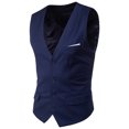 thumbnail image 2 of Jovati Sleeveless Suit Vest for Men, Solid Color, Polyester Blend, Slim Fit, Button Front, Casual Formal Wear, Spring Summer, 2 of 9