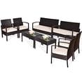thumbnail image 2 of Gymax 8PCS Patio Rattan Set Cushioned Sectional Sofa Glass Table, 2 of 10