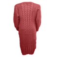 thumbnail image 5 of Robe Tricotée à Manches Longues pour Femmes Motif Crochet Unie Côtelée Robe Décontractée, 5 of 5
