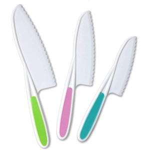 TORUBIA 3 Pièces Couteaux de cuisine en nylon pour enfants, ensemble de couteaux de cuisine pour enfants pour la laitue ou les salades