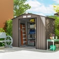 thumbnail image 2 of 7' x 4' Garden Storage Shed w/ Foundation Kit and Double Doors Brown, 2 of 10