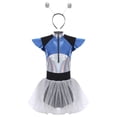 thumbnail image 3 of iiniim Femmes 2 Pcs Costume Alien Costume de Combattant Spatial à Paillettes Justaucorps d'Astronaute Robe Tutu Tenue Alien Argent G, 3 of 5