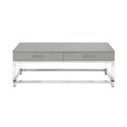 thumbnail image 3 of Inspired Home Table Basse Maximo 2 Tiroirs Pieds en Acrylique à Fini Très Lustré Base en Acier Inoxydable Chromé Design Moderne, Gris Pâle/chrome, 3 of 9