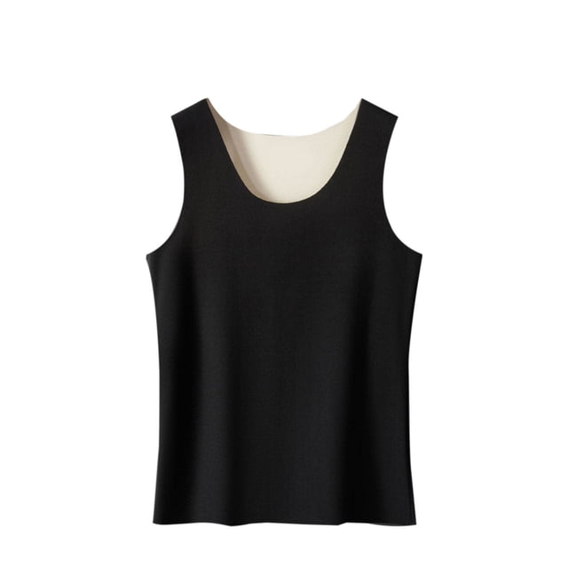 RXIRUCGD Chandail Décontracté pour Femmes Col Rond Sans Manches Haute Élasticité Garde au Chaud sous-Vêtements Hauts (Noir, Taille : 2TG)