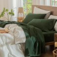 thumbnail image 1 of Bedding Sheet Set Washed Cotton Linen Like Textu Breathable Durable Soft Comfy (Dark Orange Queen), 1 of 6