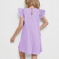 thumbnail image 4 of Mgmyaa Robe Fille à Manches Courtes, Couleur Unie, Ligne A, Manches Volantées, Robe Évasée à Volants, 4-15 Ans, 4 of 8