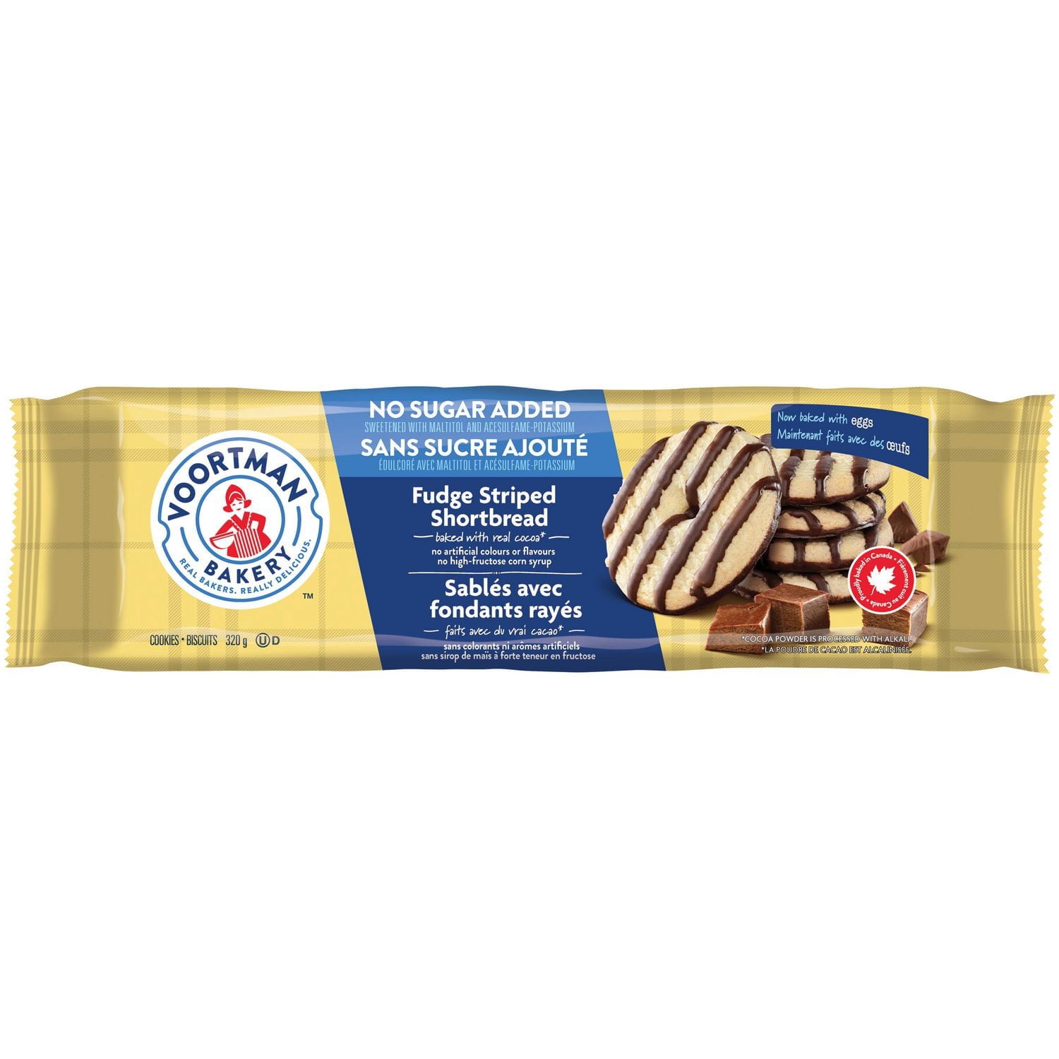 Voortman No Sugar Added Fudge Striped Shortbread Cookies