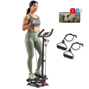 Sunny Health & Fitness Smart Stepper Stair Climber Exercise Machine for Home with Handlebar and Resistance Bands, Compact Space Saving Connected Fitness with SunnyFit App - SF-S023056