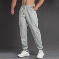 thumbnail image 2 of Ceisia Men Solid Color Loose Casual Pants Elastic Waist Drawstring Sports Gift Work Trousers, 2 of 5
