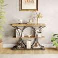 thumbnail image 1 of EDTara 39" Farmhouse Entryway Table with Storage, 4-Tier Wooden Console Table with Metal Geometric Frame for Hallway & Small Apartments, 1 of 8