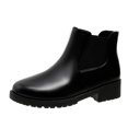 thumbnail image 2 of LSLJS Women's Fall Winter Keep Warm Solid Color Short Boots Chunky Heel Middle Heel Boots Round-Toe Boots, Women's Ankle Boots & Booties, Womens Boots, 2 of 5