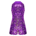 thumbnail image 4 of renvena Short Sequin Jumpsuits Pageant Romper For Girls Jazz Hip Hop Dancing Wedding Evening Purple 12, 4 of 5