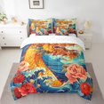 thumbnail image 2 of YST Eastern Dragon 7-Piece Comforter Set, Vintage Retro Japanese Style, Animal Theme, Blue, Floral, Full, 2 of 4