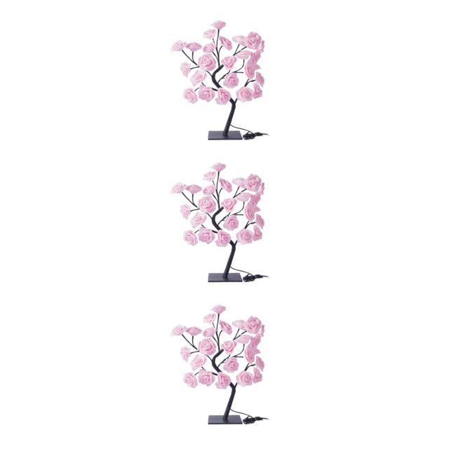 mmirethe Lighted Colorful Rose Lamp With Remote Control Best Gift Choice Wide Application pink black rod 3Set