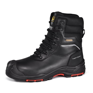 SAFETOE Bottes de Sécurité Imperméables en Cuir de Vache pour Homme, Bottes de Travail à Embout Composite de 8 Pouces, Bottes d'Hiver Isolées pour la Neige, ASTM F2413-18 I/75 C/75 S7 PR SD