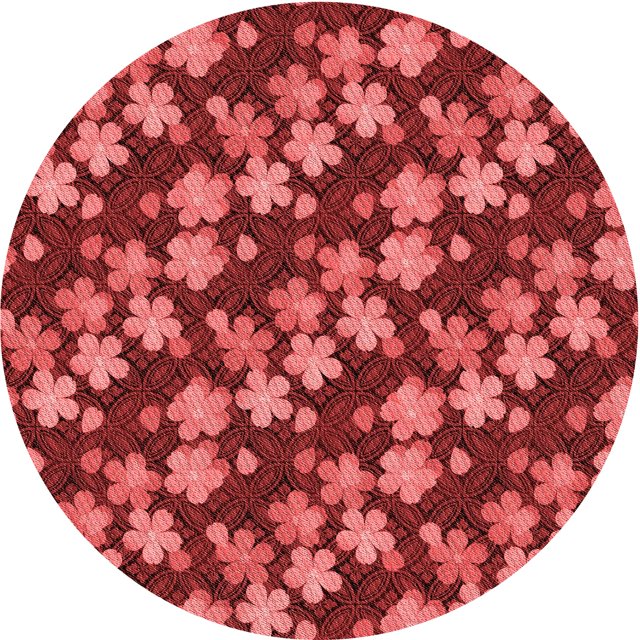 Ahgly Company Tapis d'Intérieur Ronds Transitionnels Rouges Lavables à la Machine, 6 Pieds Rond
