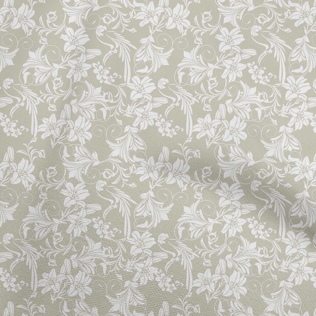 oneOone Rayon Dusty Gray Fabric Asian Floral Sewing Craft Projects Fabric Prints By Yard 56 Inch Wide
