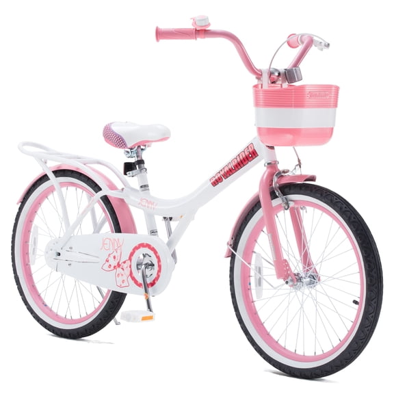 Royalbaby Jenny Vélo pour Enfants de 20 Pouces, Bicyclette pour Filles et Ados avec Panier et Béquille, Vélo pour Enfants de 6 à 9 Ans, Blanc Rose