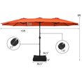 thumbnail image 3 of Costway Parasol de Patio Double Face Jumeau de 15 Pi pour l'Extérieur, Style Marché, avec Manivelle et Base, Orange, 3 of 10