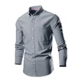 thumbnail image 1 of AherBiu Mens Long Sleeve Dress Shirts Button down Lapel Collar Regular Fitted Tee Work Office Business Tops, 1 of 3