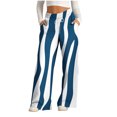 thumbnail image 1 of Pants for Women, Womens Fashionable Striped Printed Drawstring Wide Leg Pants, 1 of 4