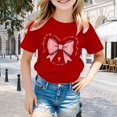 thumbnail image 2 of LUOGENLI T-Shirt pour Filles Filles Été Manches Courtes Col Rond Tee Hauts Décontractés pour Tous les Jours Mélange Confortable Chemises avec Jeans Jupes Pantalons Maxi Hauts Ensemble Fluide Rouge 5-6 Ans, 2 of 4