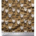 thumbnail image 1 of Soimoi Brown Poly Georgette Fabric Bow & Cat Face Kids Print Sewing Fabric Yard 52 Inch Wide, 1 of 3