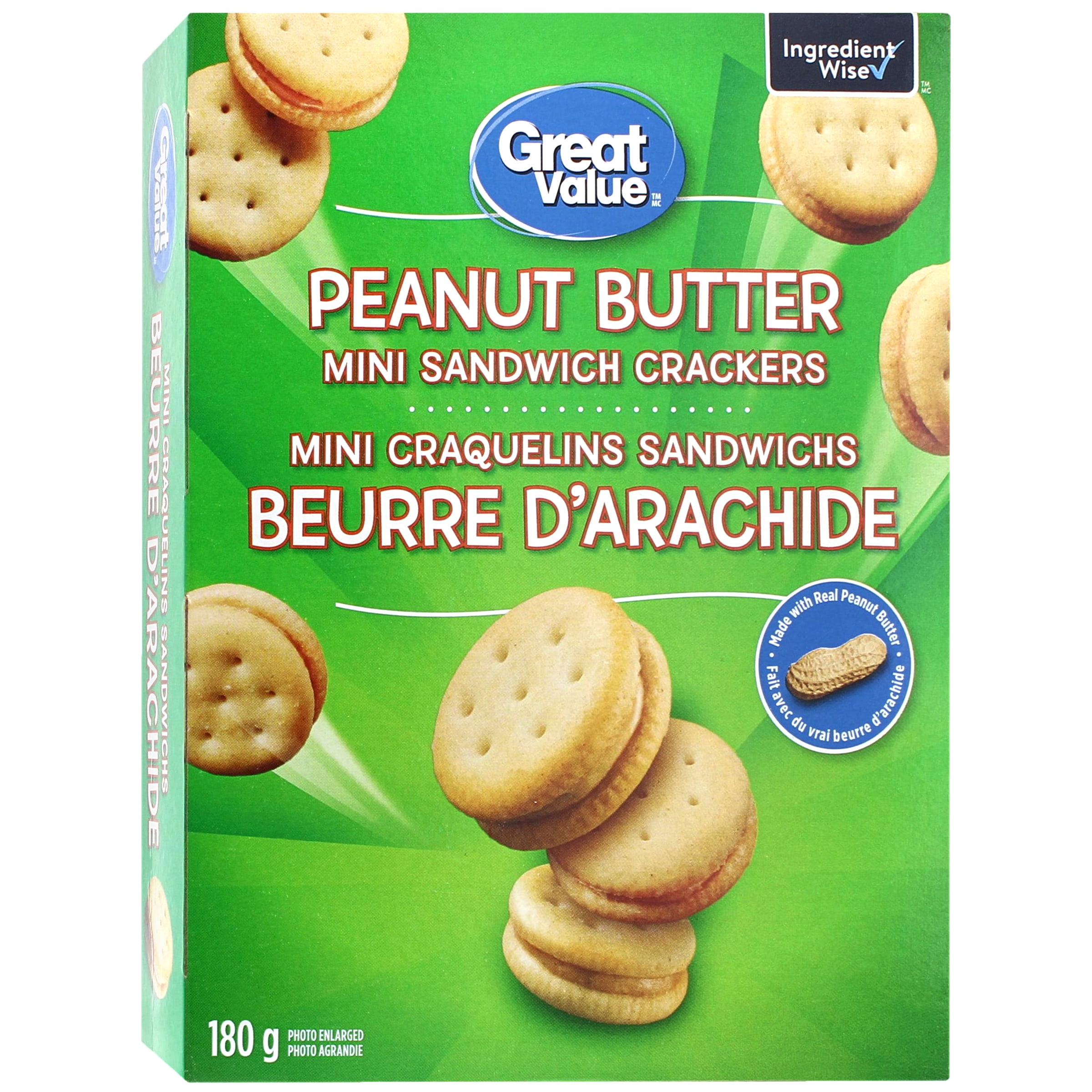 Mini craquelins sandwichs beurre d’arachide Great Value