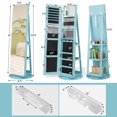 thumbnail image 3 of Gymax 360° Rotating Mirrored Jewelry Cabinet Armoire 3 Color LED Modes Lockable Blue, 3 of 10
