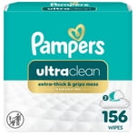 Pampers Ultraclean Essoufflements de bébés (précédemment gratuit) & Doucement), 99% Eau, hypoallergénique, sans parfum, 100% Wipes pour bébés à base de plantes, sans plastique, 156 Nombre total d'essuie-bébés (2X Boîtes à feuillets)