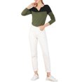 thumbnail image 2 of Unique Bargains T-Shirt Décontracté à Manches Longues et Col en V Fendu pour Femmes, 2 of 6