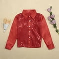 thumbnail image 2 of Boys Tops Sparkly Sequins Dance Long Sleeve Button Down Shirt for Jazz Performance Apparel, 2 of 7
