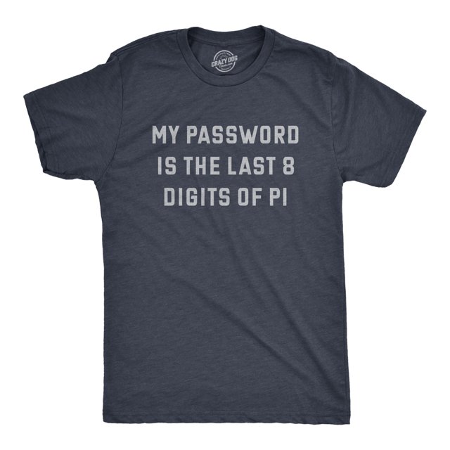 Mens My Password Is The Last Eight Digits Of Pi T Shirt Funny Nerdy Math Joke Tee for Guys (Heather Navy - PASSWORD) - 3XL