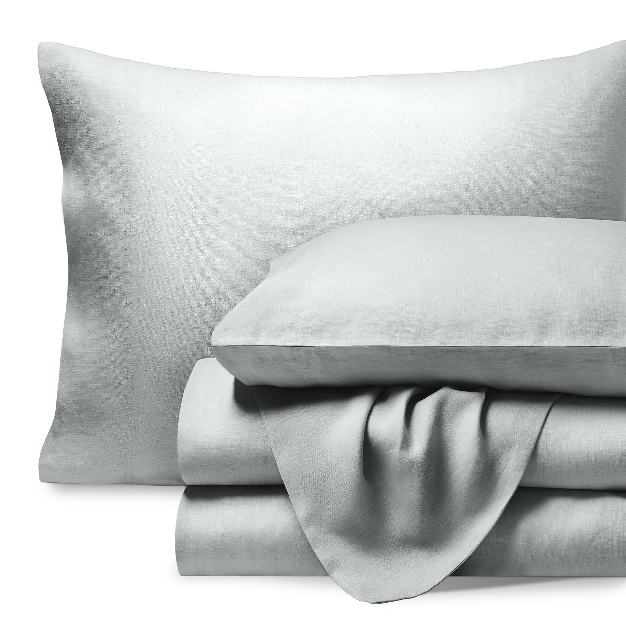 Bare Home Linen Sheet Set - Deep Pocket - Breathable - 5-Pieces - Split King, Glacier Gray