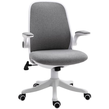 Vinsetto Chaise de Bureau Chaise de Bureau en Tissu avec Accoudoirs Relevables Siège Pivotant Gris