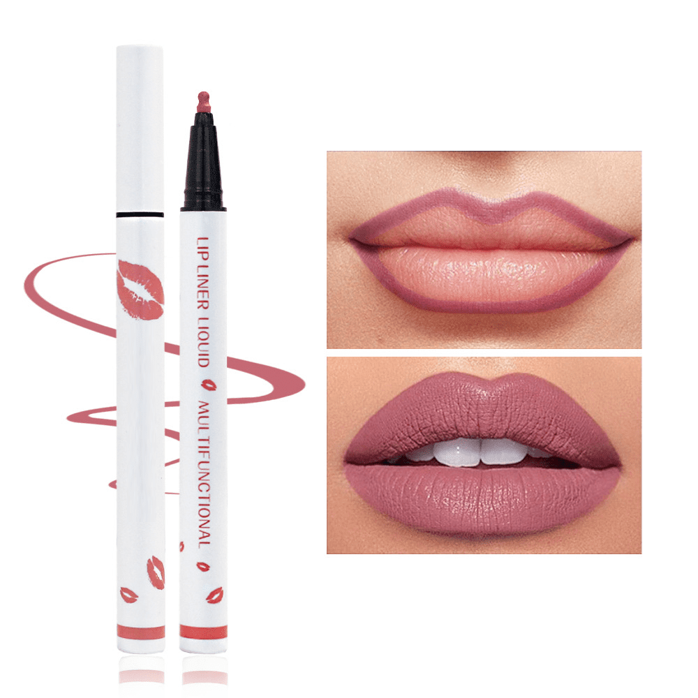 Crayon à Lèvres Liquide Longue Tenue 0.6ml Crayon à Lèvres Marqueur de Teintures à Lèvres 2 en 1 Rouge à Lèvres Séchage Rapide Longue Durée Rouge à Lèvres Liquide