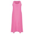 thumbnail image 4 of Mrat Blouses pour Femmes Chic Décontracté Robe à Col Rond Longueur Cheville Mode pour Femmes Coton et Lin Col Ras du Cou Ample Sans Manches Unie Robe Courte, 4 of 8