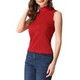thumbnail image 4 of INSPIRE CHIC Mock Neck Tank Top for Women's Stand Collar Sleeveless Ribbed Knit Tops XL Red, 4 of 6