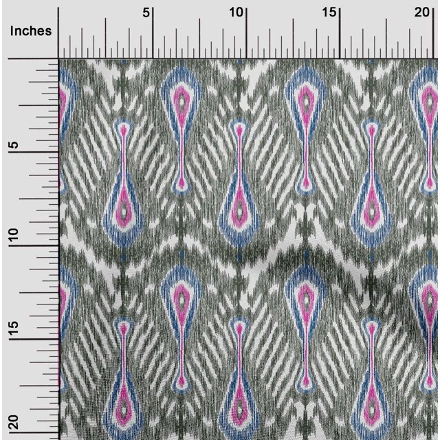 oneOone Cotton Poplin Fabric Big Motif Ikat Decor Fabric Printed BTY 56 Inch Wide