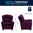 thumbnail image 3 of Contemporary Purple Microfiber Kids Recliner with Cup Holder, 3 of 9