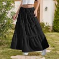 thumbnail image 3 of lcziwo Girls Drawstring High Waist Ruffle Long Skirt Summer Casual Layered Tiered Flowy Skirts Kids Summer Ankle Length Maxi Skirt Black Ropa de Verano Para Mujer, 3 of 9