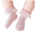 thumbnail image 3 of Zanarzt Toddler Ruffle Socks Baby Socks Spring and Fall Cotton Baby Socks Lace Stretch Boneless Girls Lace Lace Mid Calf Socks Light Pink,1-3 Years, 3 of 6